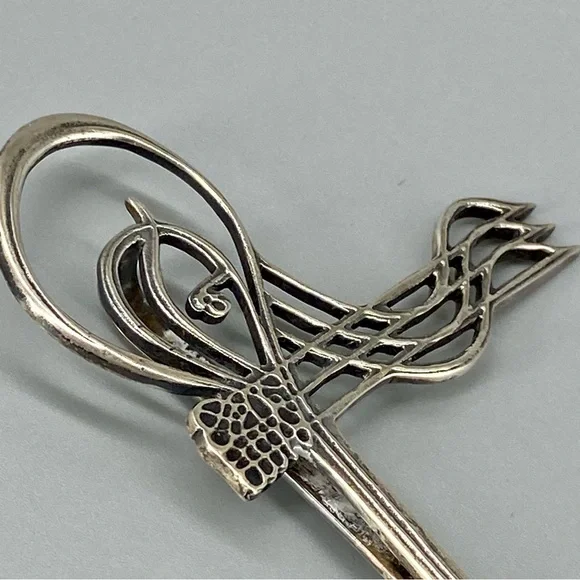 Vintage Turkish Ottoman Tie Clip Sultan Tughra Sterling Silver Suleiman Insignia - Picture 9 of 16